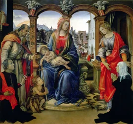 Nerli Altarpiece: Madonna and Child with the Young St. John the Baptist, St. Martin, St. Catherine and the Donors Tanai and Nanna dei Nerli
